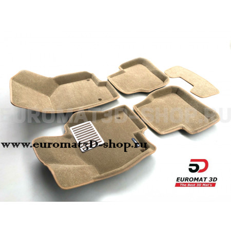 Текстильные 3D коврики Euromat3D Lux в салон для Volkswagen Passat B6 (2005-2011) № EM3D-005412T Бежевые
